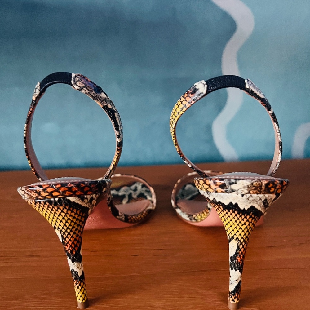 Aquazzura Python Print Slingback Sandals Stiletto… - image 3